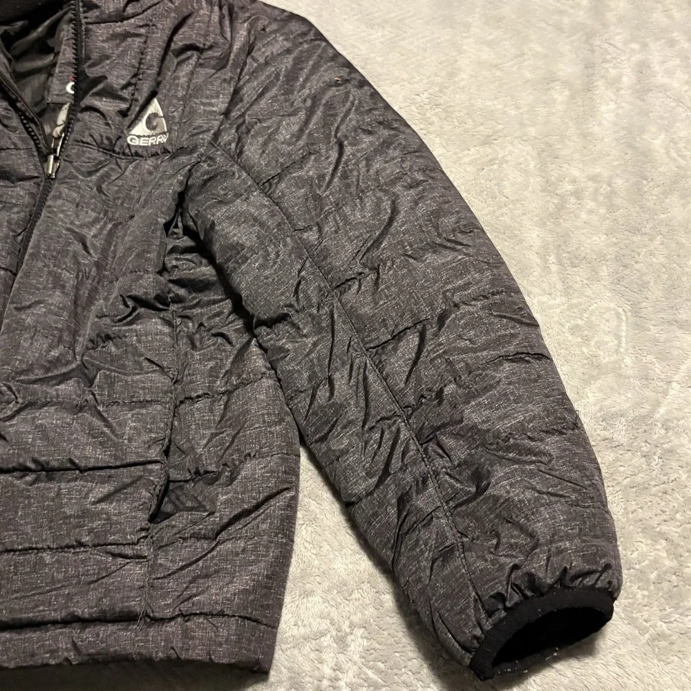 Gerry boys S 7-8 coat gray/black Quilted Winter Jacket zip high neck soft shell